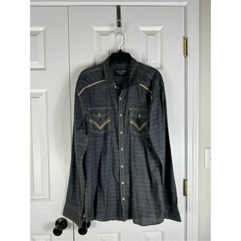Buckle Black Mens Authentic Fit Button Shirt Size XL